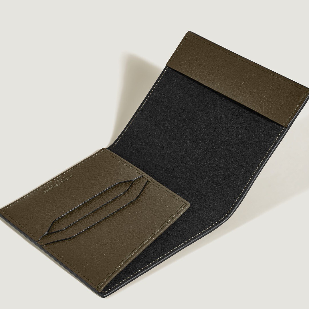 Montblanc Khaki Green Leather Passport Holder | Ernest Jones