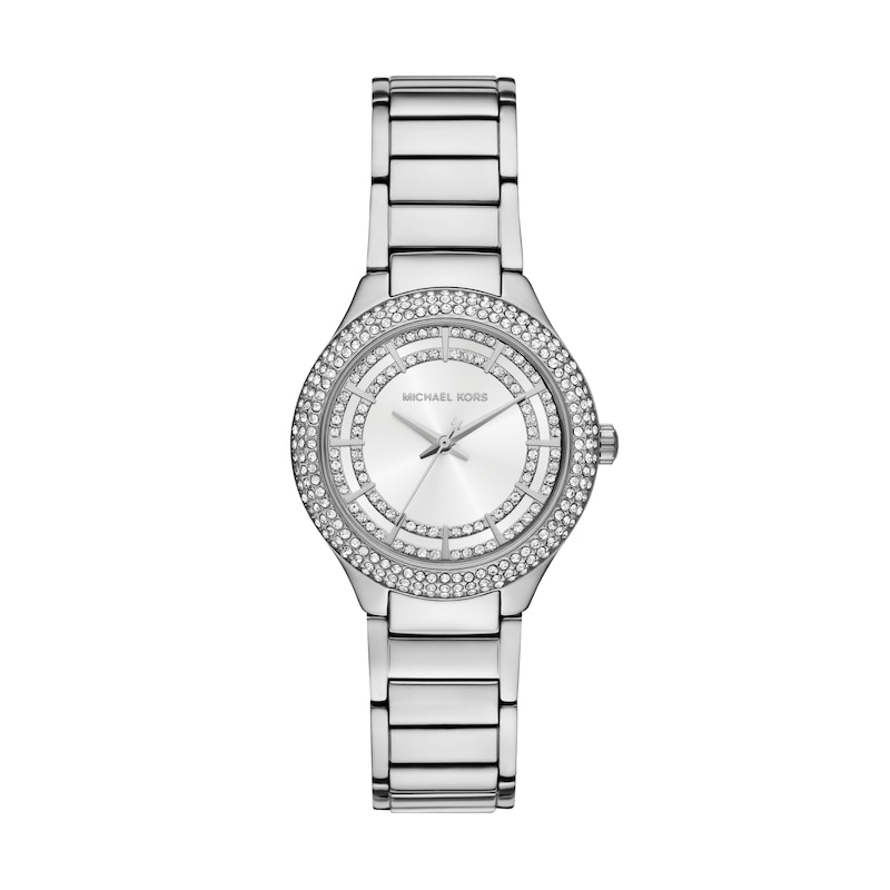 Michael Kors Silver Tone Crystal Bezel Bracelet Watch Michael Kors Kerry Crystal Pave Silver Dial Silver Steel  main image 4