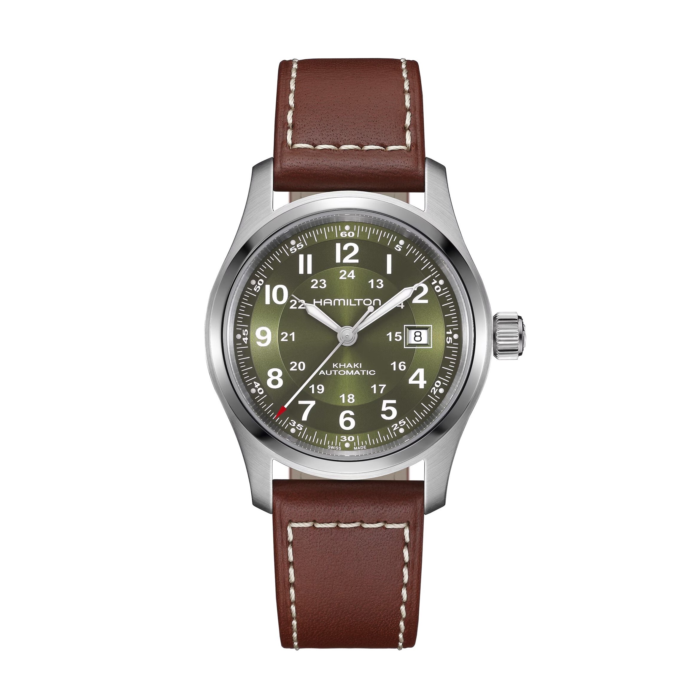 Hamilton Khaki Automatic 42mm ブラウンレザーバンド Hamilton Khaki Field Automatic 42mm Green Dial & Brown Leather