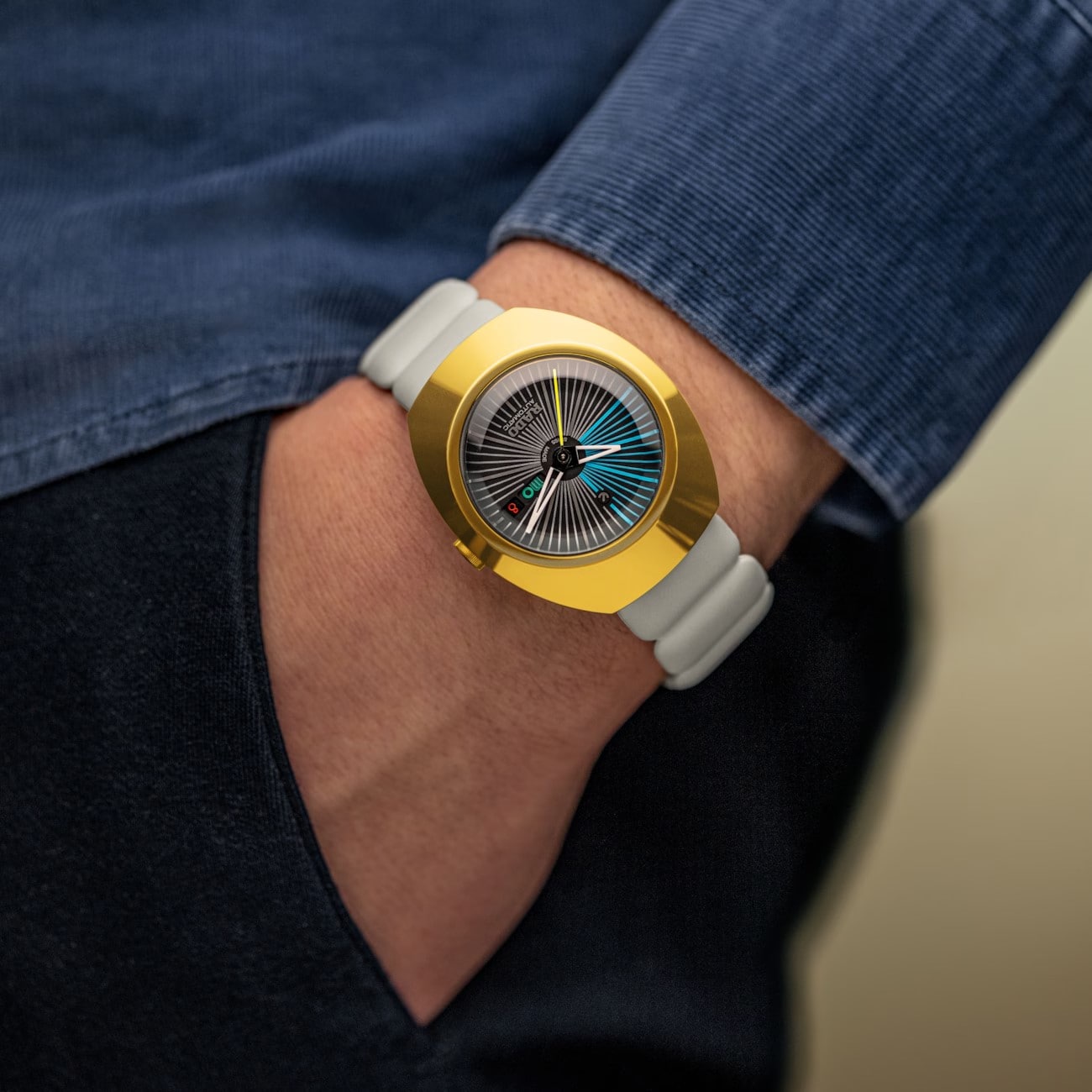 Rado DiaStar Original X Tej Chauhan Light Grey Rubber Strap Watch