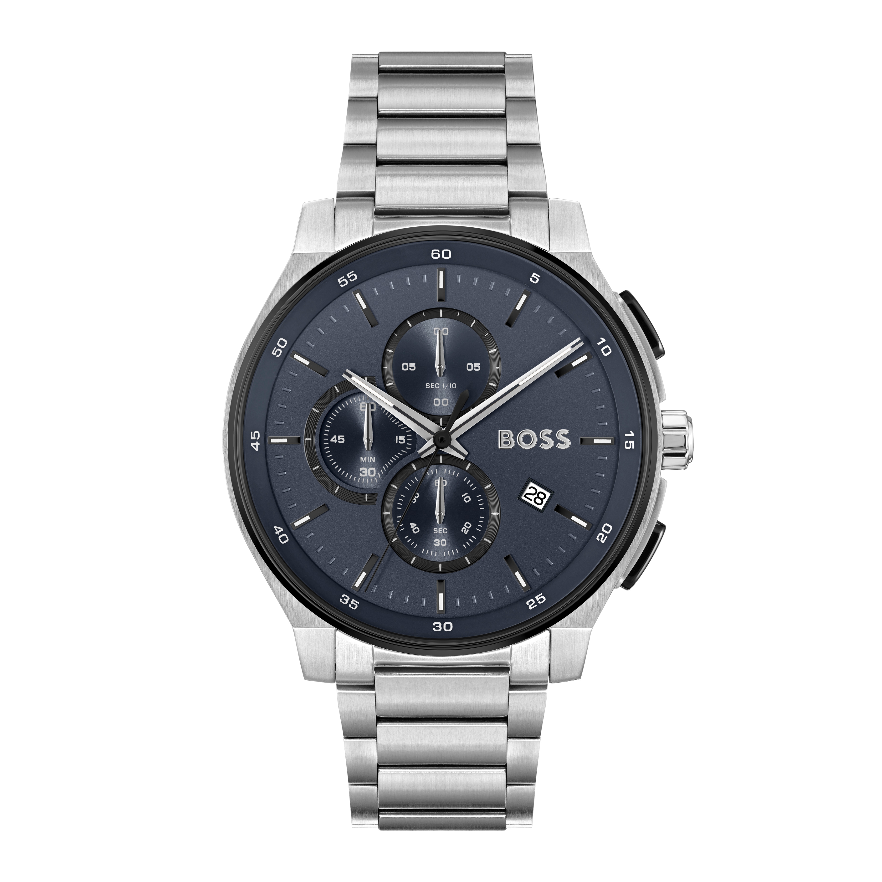 BOSS Peak 44mm Men's Chronograph Blue Dial & Stainless Steel Watch