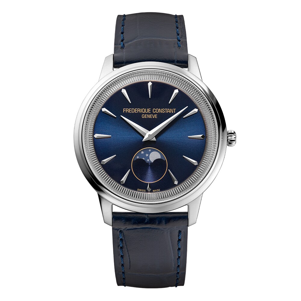 アンテイクH&J BLU MENTHAL FRERES CONSTANTIN Frederique Constant Moneta Moonphase Blue Dial Blue Leather Strap