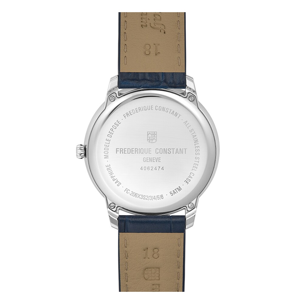 Frederique Constant Moneta Moonphase Blue Dial Blue Leather Strap