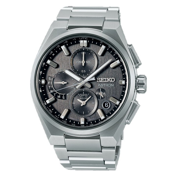 astron Seiko Astron GPS Solar 5X Dual-Time Chronograph Celestial Grey