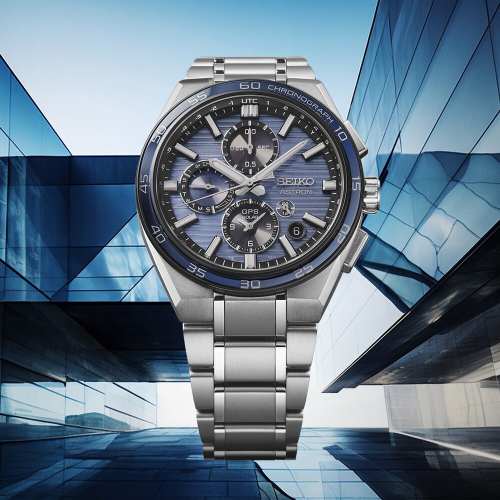 Seiko Astron GPS Solar Dual-Time Chronograph Slate Blue Dial