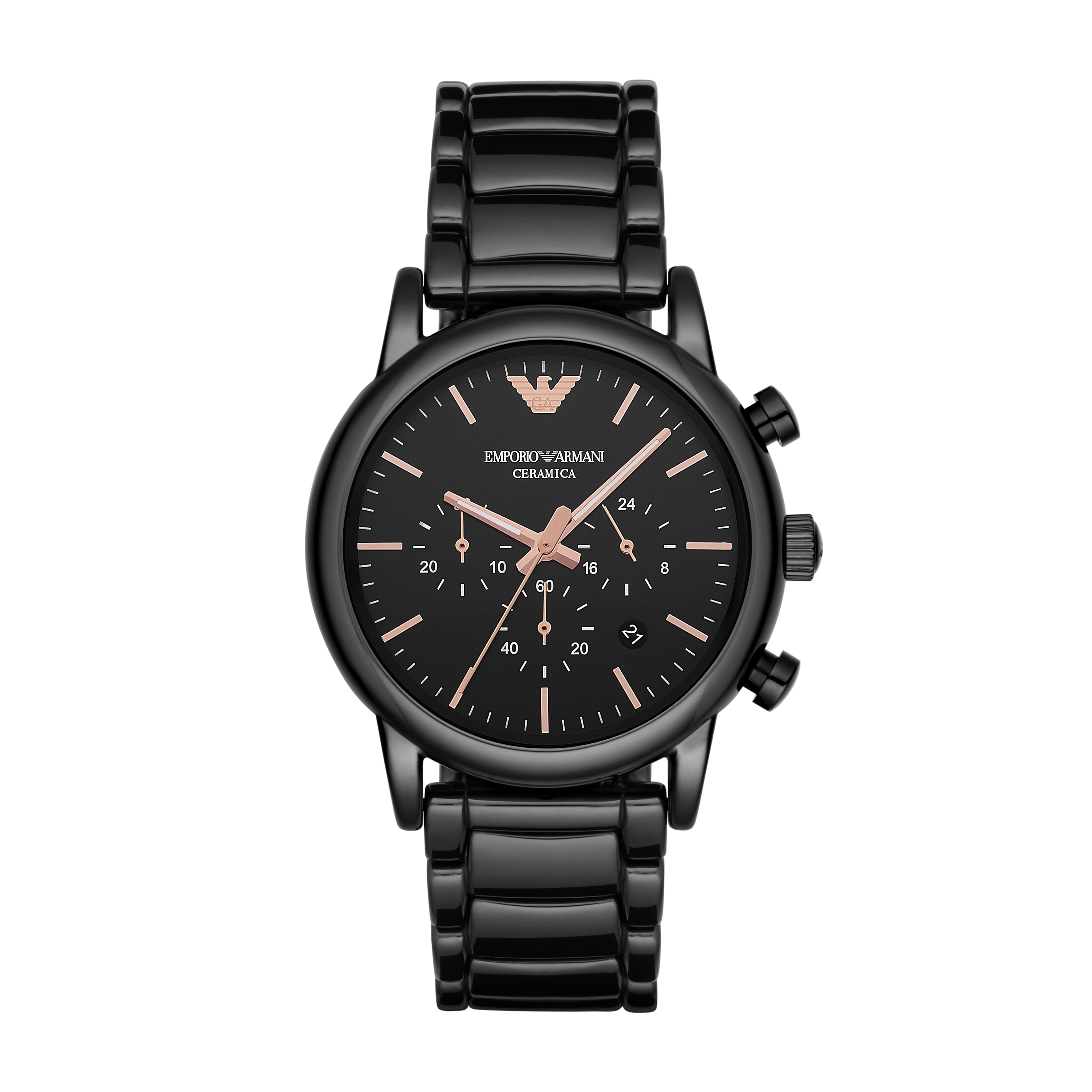 Emporio Armani 43mm Chronograph Black-Tone Ceramic Watch | Ernest