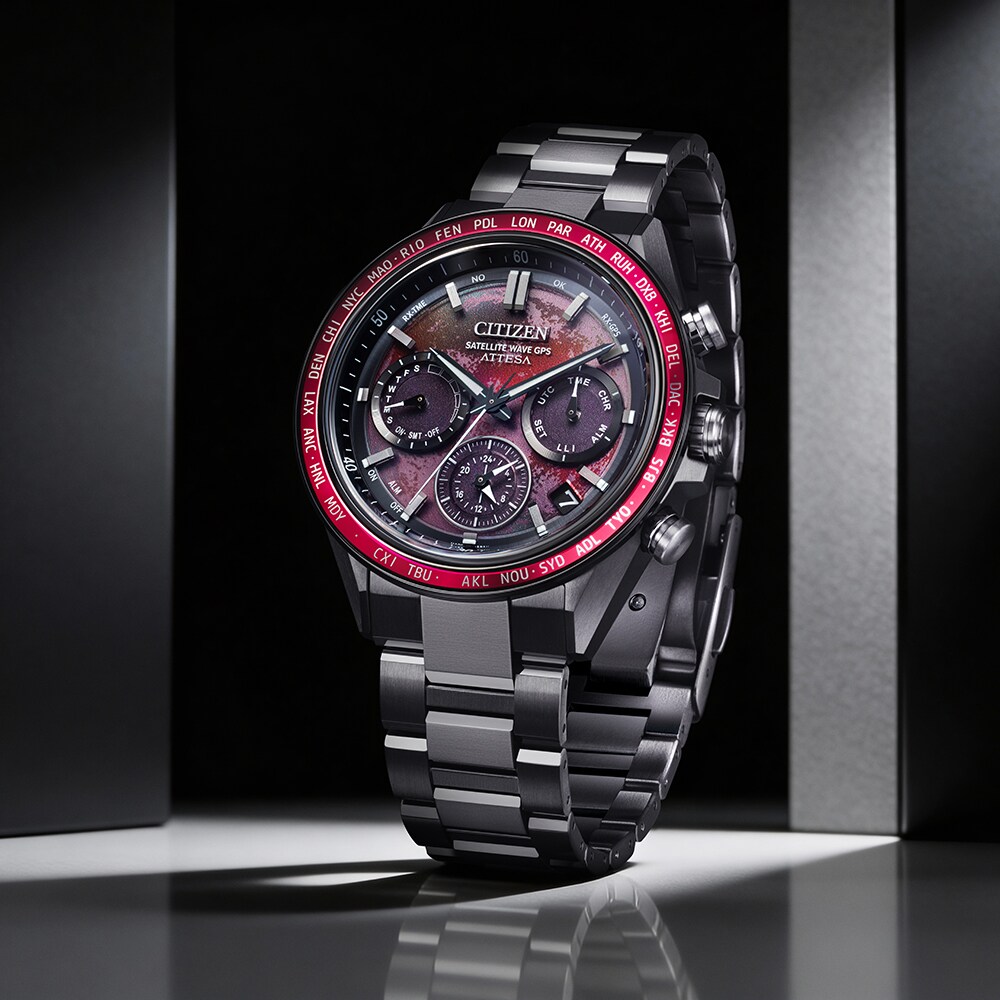 Citizen Attesa Chronograph Shades of Red & Grey Super Titanium