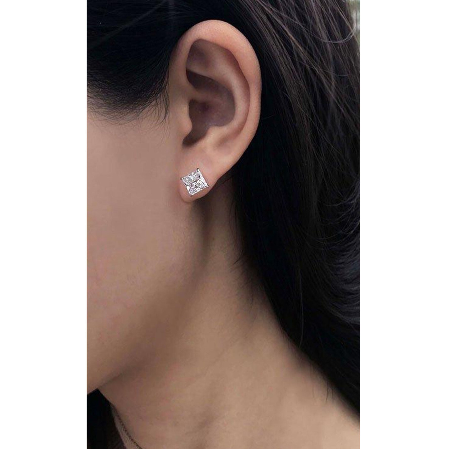 Orecchini A Perla Con Zirconia Cubica 8mm – Oro Bianco 9ct, Regalo Donna In Elegante Confezione