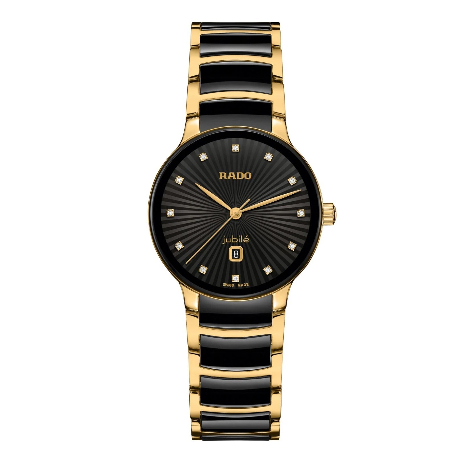 Rado Centrix Women's Diamond Black Dial & Gold Tone Bracelet Watch