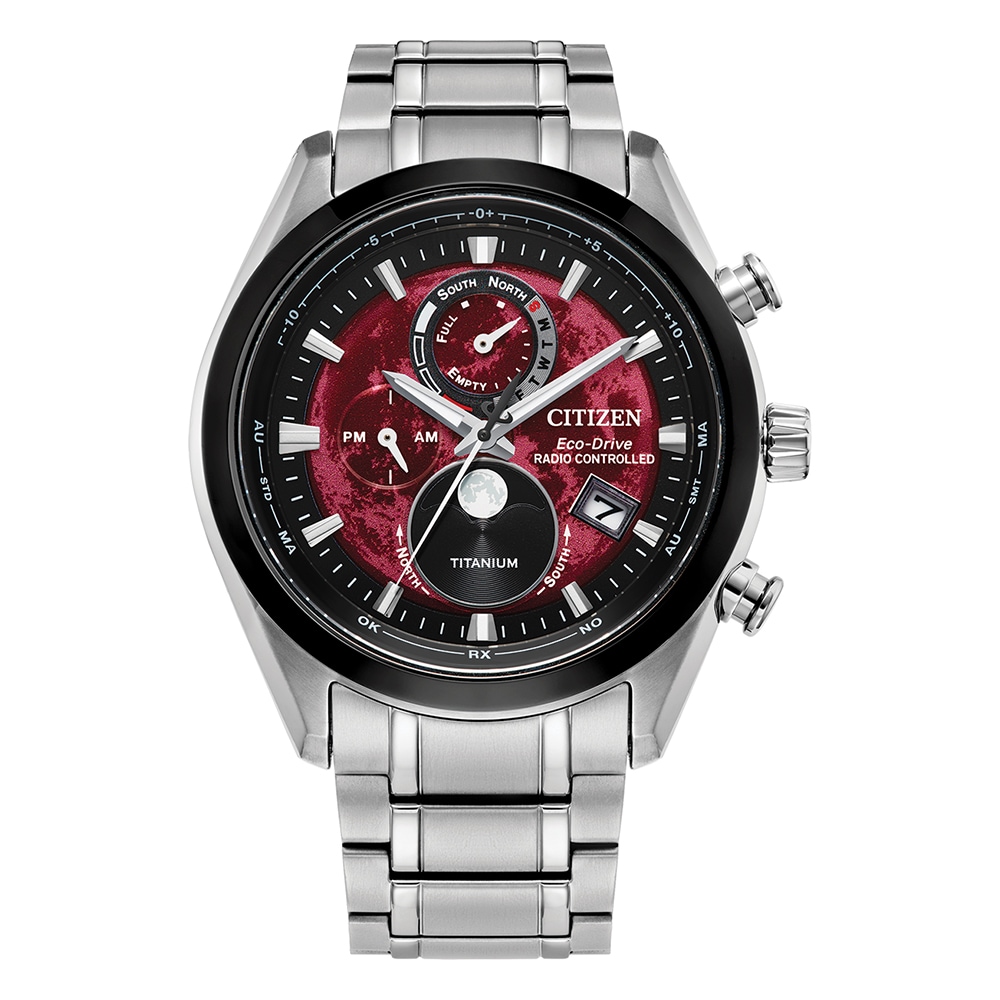 Citizen Tsuki-Yomi Red Moon Phase Titanium Bracelet Watch | Ernest