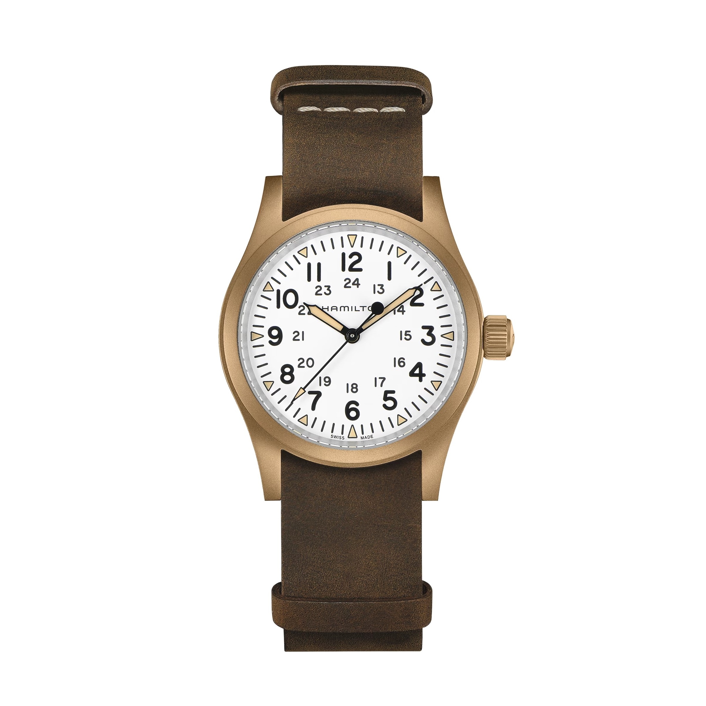 Hamilton Khaki Automatic 42mm ブラウンレザーバンド Hamilton Khaki Field Mechanical Bronze Mechanical Brown Leather
