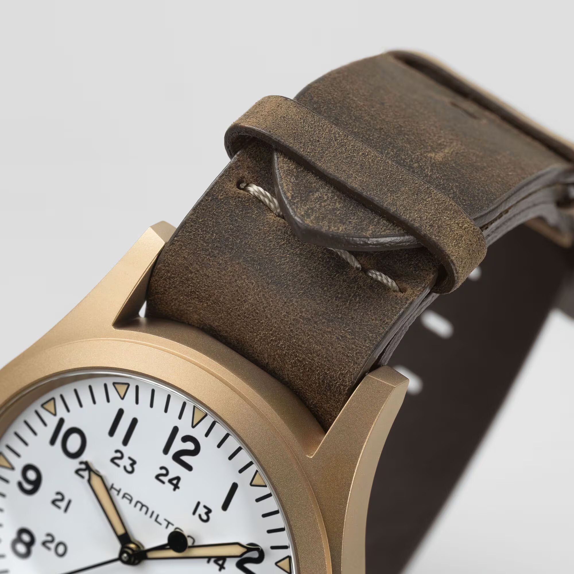 Hamilton Khaki Automatic 42mm ブラウンレザーバンド Hamilton Khaki Field Mechanical Bronze Mechanical Brown Leather