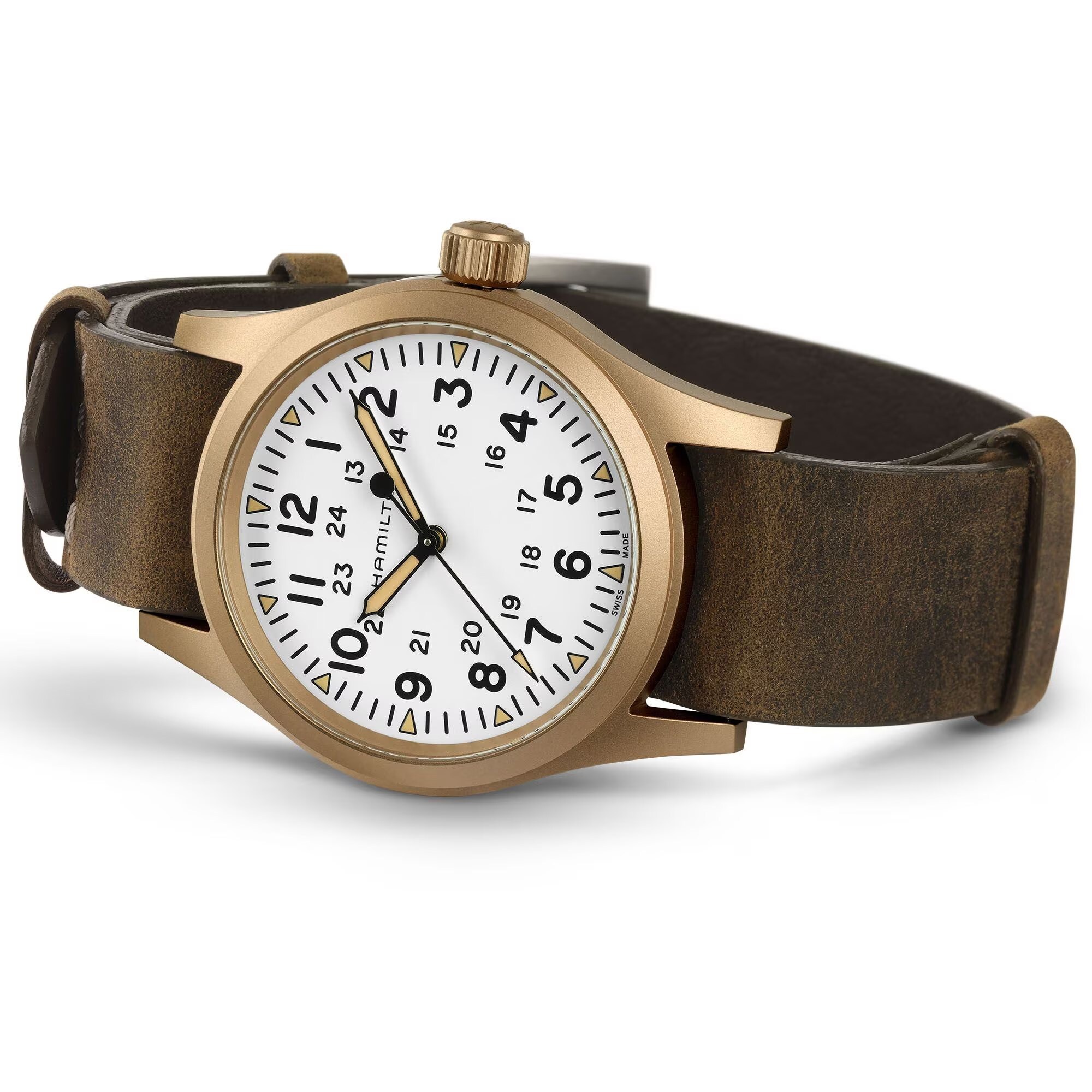 Hamilton Khaki Automatic 42mm ブラウンレザーバンド Hamilton Khaki Field Mechanical Bronze Mechanical Brown Leather