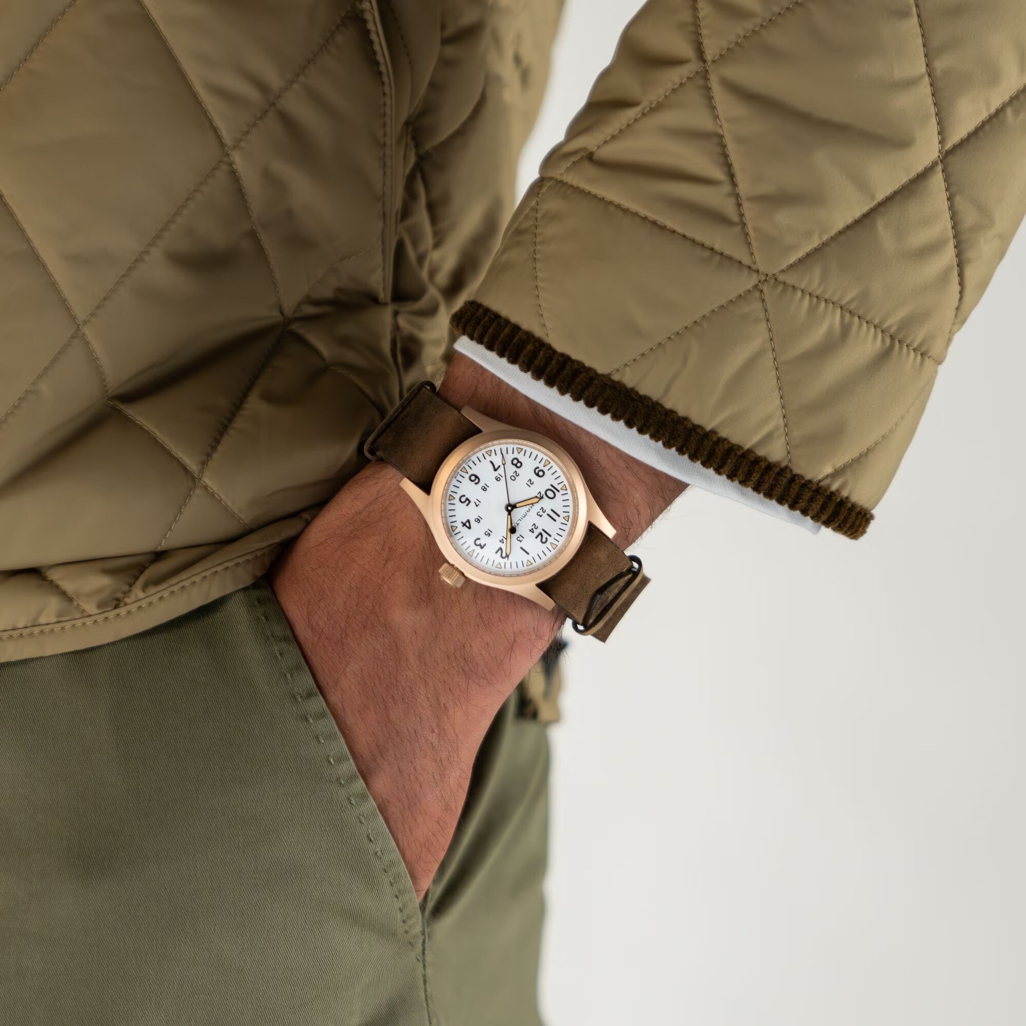 Hamilton Khaki Automatic 42mm ブラウンレザーバンド Hamilton Khaki Field Mechanical Bronze Mechanical Brown Leather