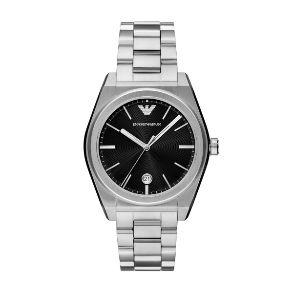 Emporio Armani Black Dial & Stainless Steel Bracelet Watch