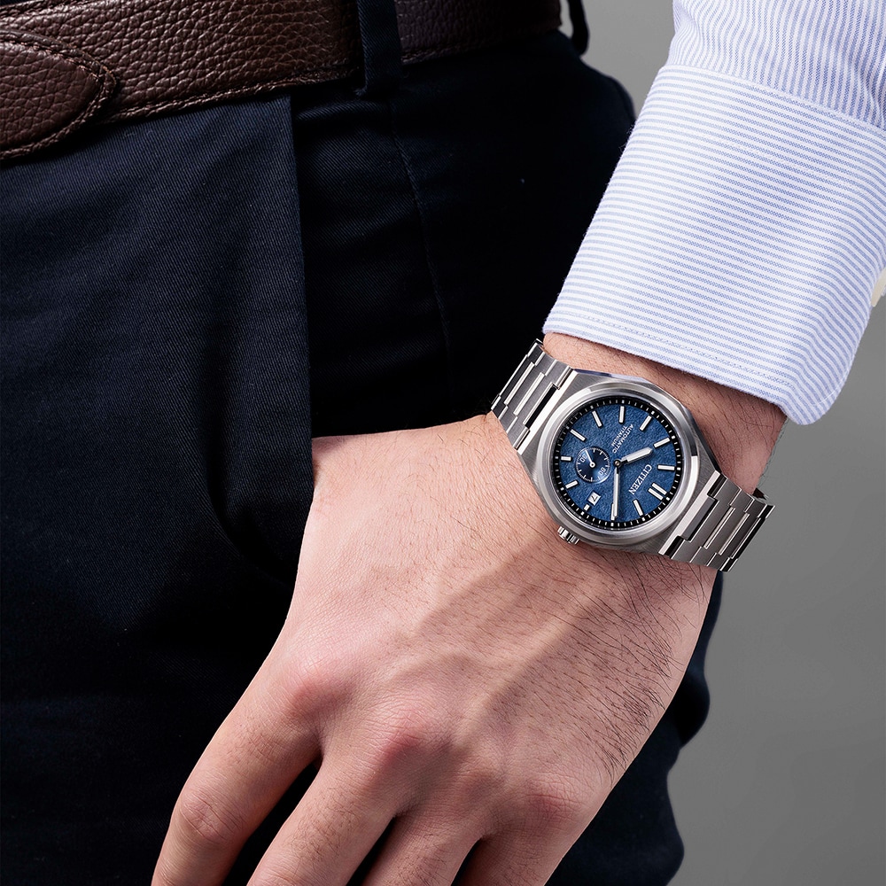 Citizen Zenshin Super Titanium Men's Blue Dial & Titanium Watch