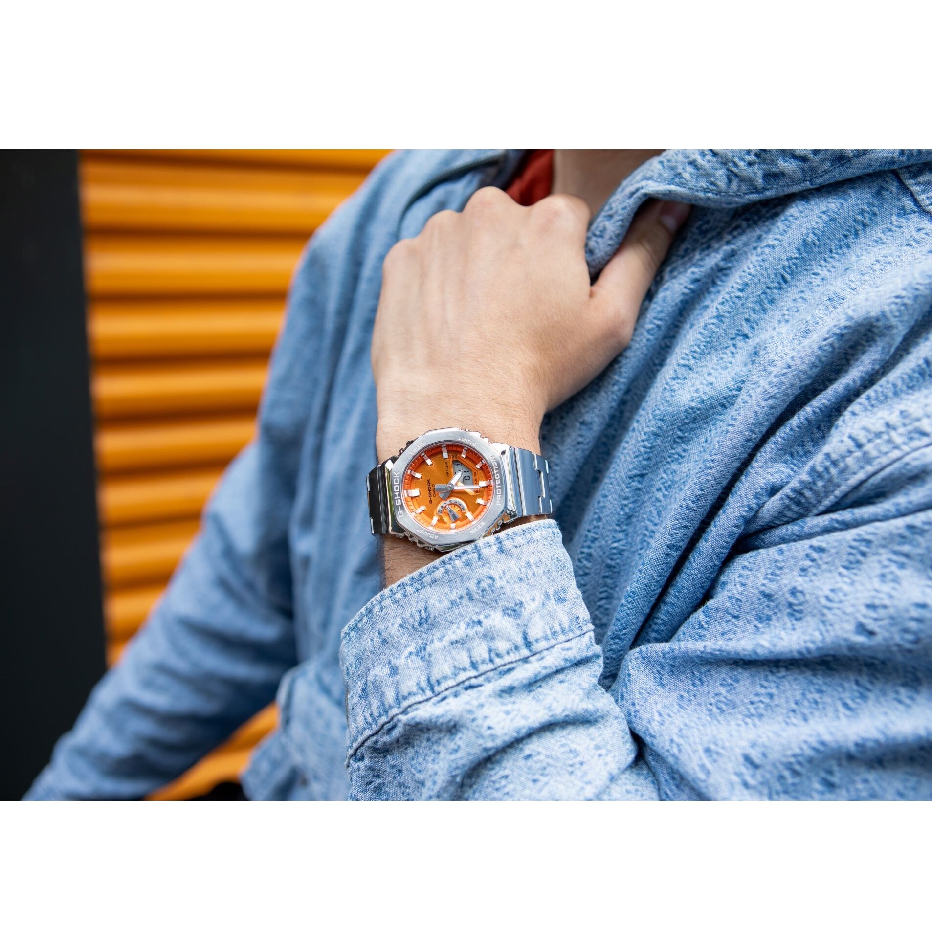 G-Shock GM-2110D-4AER Orange Dial & Stainless Steel Watch | Ernest