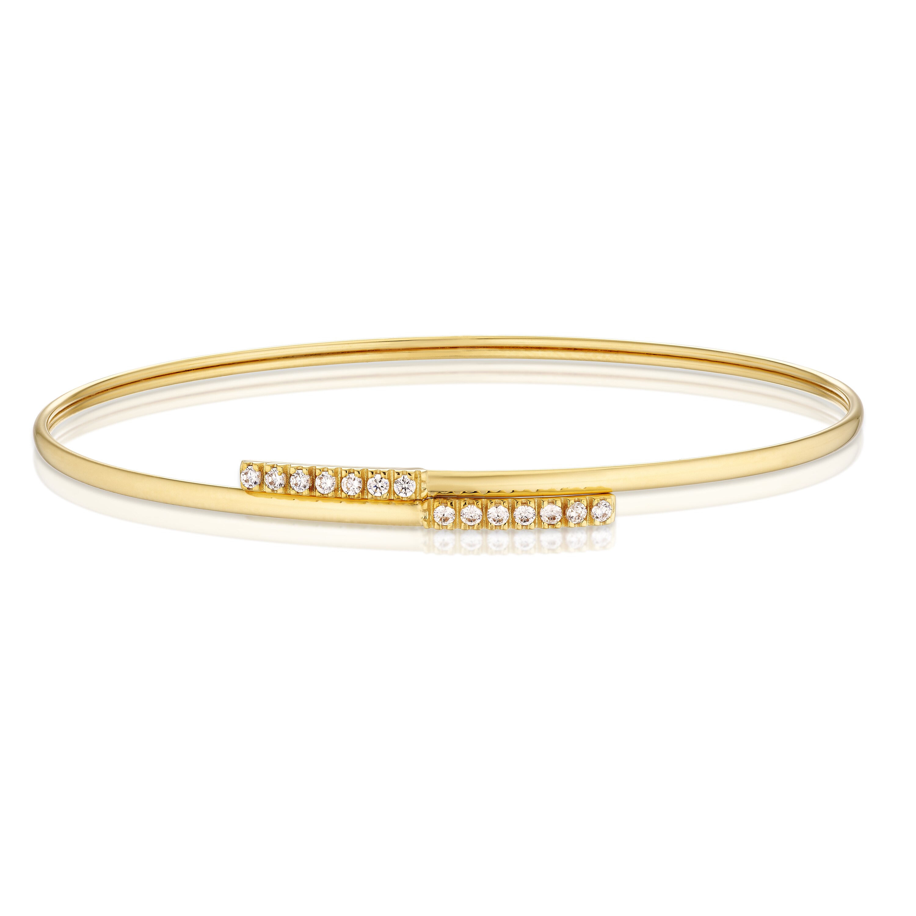 9ct Yellow Gold & Cubic Zirconia Crossover Edge Bangle | Ernest Jones